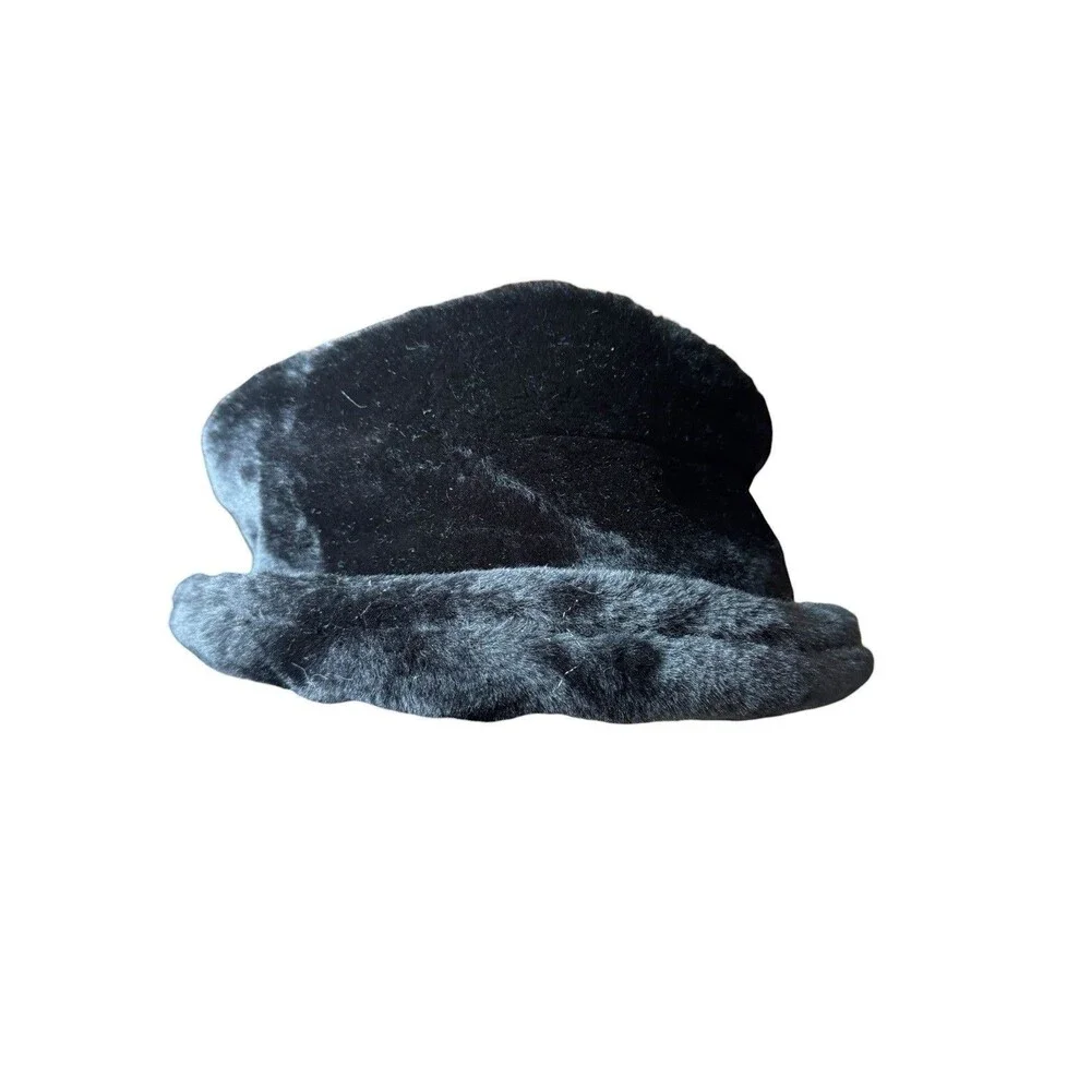 Vintage Betmar Fuzzy Black Bucket Hat New York Soft Black Evening Travel